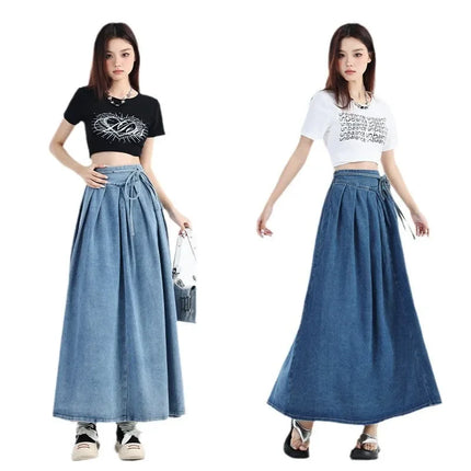 High Waisted Denim Skirt For Women Loose Fit Chic Trendy by zapcart