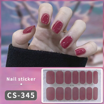 Pink Glitter Nail Stickers Full Cover Diy Manicure Deluxe by zapcart