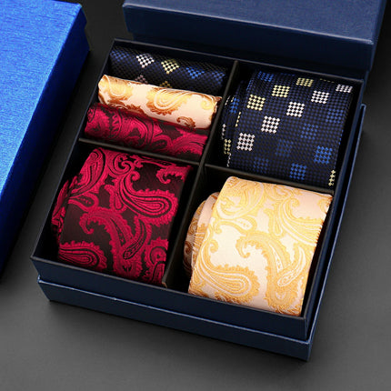 Mens Tie Hanky Set Burgundy Paisley Wedding Gift Box 3pcs by zapcart
