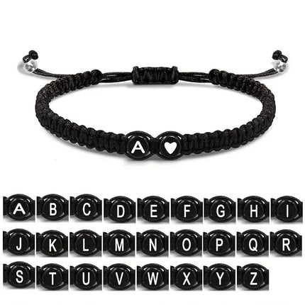 Initial Heart Bracelets Unisex Handmade Adjustable A Z Name by zapcart