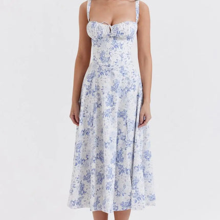 Floral Print Corset Dress For Women Slimming Resort Ready by zapcart
