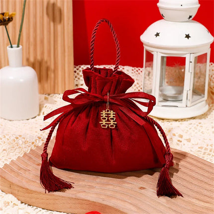 Festive Christmas Gift Bag Drawstring Pouch For Parties by zapcart