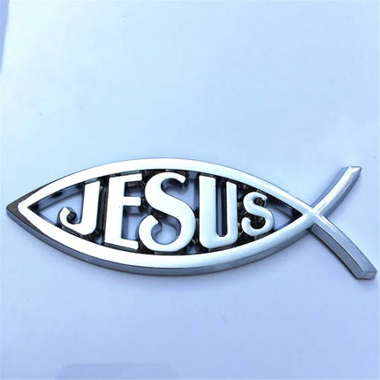 Jesus Fish Chrome Car Emblem WL115 Peace Faith 3D Badge by zapcart