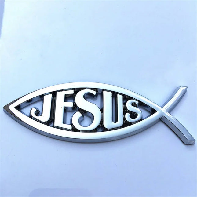 Jesus Fish Chrome Car Emblem WL115 Peace Faith 3D Badge by zapcart