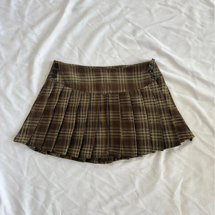 Korean Plaid Pleated Mini Skirts For Women Y2K Harajuku by zapcart