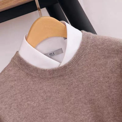 Zocept Men's Merino Wool Sweater Round Neck Thickened Warm by zapcart