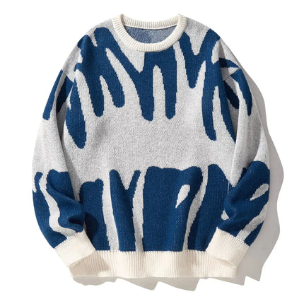 CN Fujian Mens Irregular Jacquard Pullover Sweater Casual by zapcart