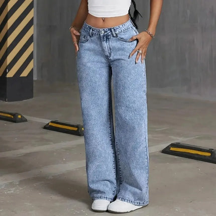 Denim Wide Leg Jeans High Waisted Bow Embroidered Women by zapcart