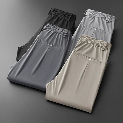 CN Guangdong Men Elastic Quick Dry Ice Silk Trousers by zapcart