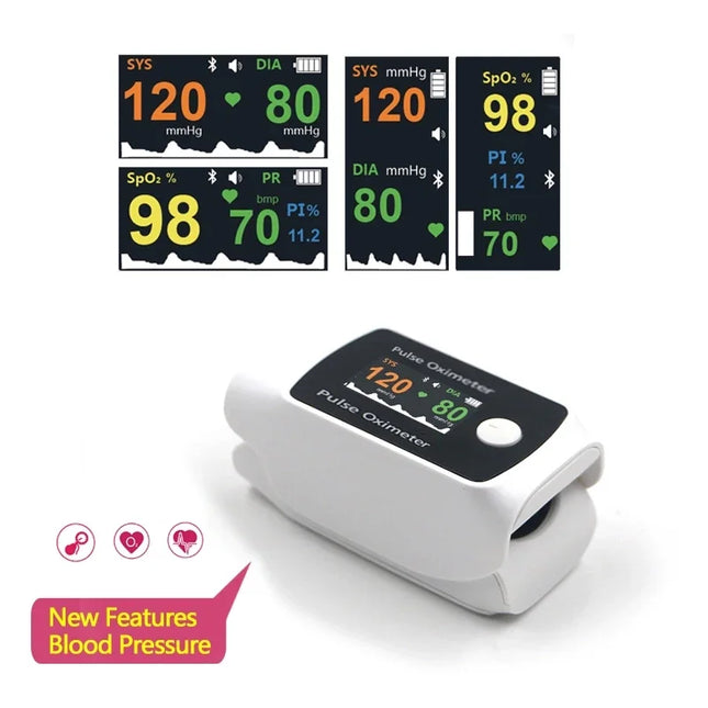 Bluetooh Digital Fingertip Pulse Oximeter & Blood Pressure Monitor 2 in 1 Household Fingertip Oximetro Dedo Pressure Meter OLED by zapcart