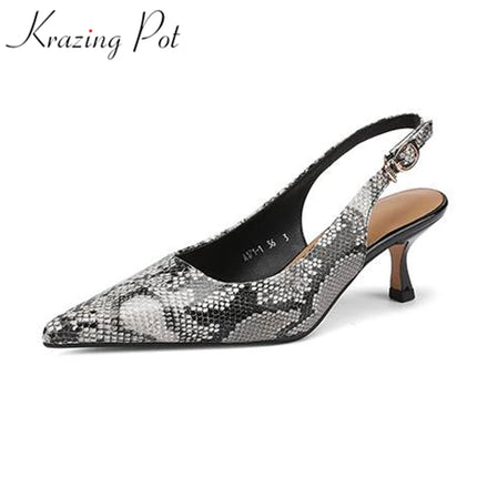 Krazing Pot Genuine Leather Snake Pattern Women Pumps by zapcart