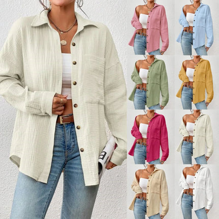 100% Cotton Women Shirt Breathable Office Blouse Elegant by zapcart