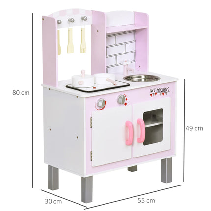 HOMCOM Kids Kitchen Play Set with Sound Utensils Pans Ages3 by zapcart
