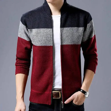 Wanansncn Mens Cardigan Keep Warm Colorblock Knit Coat by zapcart
