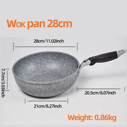 KEMORELA Durable Stone Nonstick Frying Pan Wok for Cooks by zapcart
