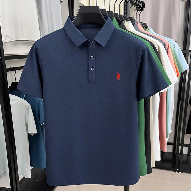 Men's Polo Shirt Embroidered Pony CN Zhejiang Breathable by zapcart