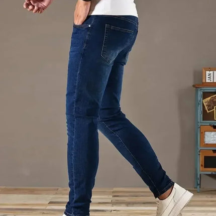 CN Guangdong Mens Slim Fit Jeans Classic Skinny Denim Blue by zapcart