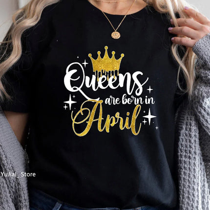 Queen Are Born In January To December Bold Graphic Tee Women by zapcart