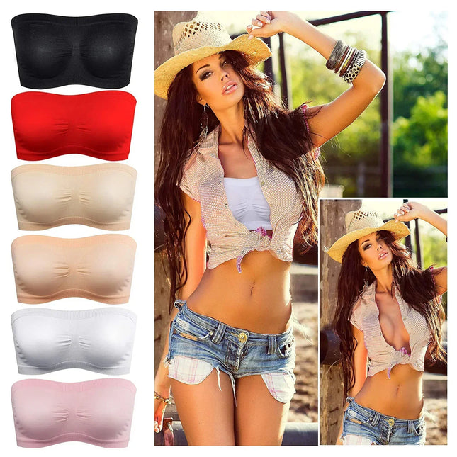 Ladies' Sexy Strapless Crop Top Bra Bandeau Boob Tube Brassiere Summer Breathable Mesh Invisible Strapless Chest Wraps Tube Tops by zapcart