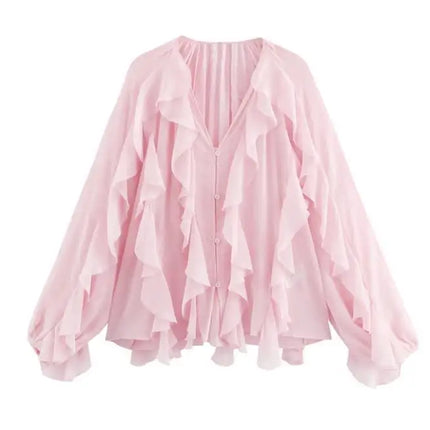 Trafza Women V Neck Blouse Elegant Workwear Polished by zapcart
