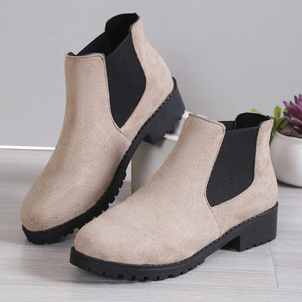 Women Chelsea Boots British Style Chunky Platform COZOKC