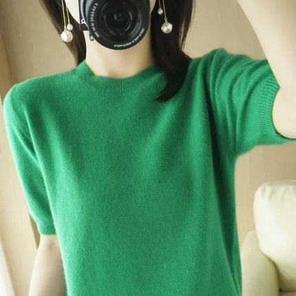Women Lightweight Knit Sweater O Neck Slim Fit Everyday Top by zapcart