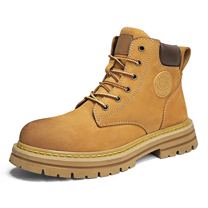 FujianChoice Men High Top Leather Boots Non Slip Outdoor by zapcart