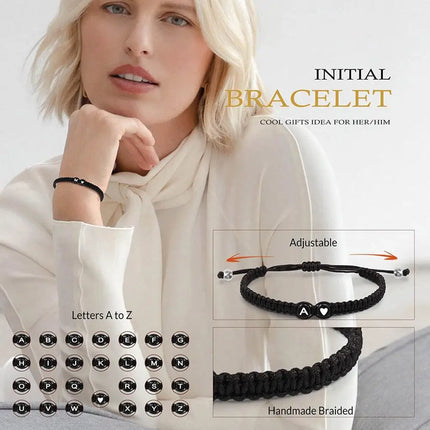 Initial Heart Bracelets Unisex Handmade Adjustable A Z Name by zapcart