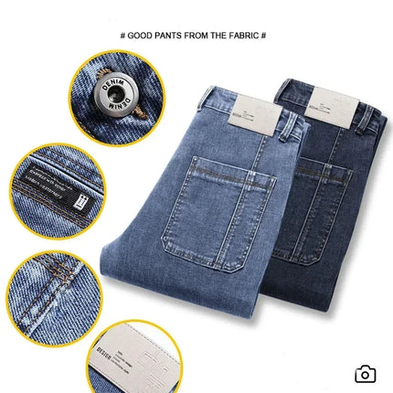 AHUDNUCN Summer Multi Pocket Denim Shorts For Men Straight by zapcart