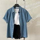 Retro Loose Denim T Shirt Women Korean Version Cotton Blend by zapcart