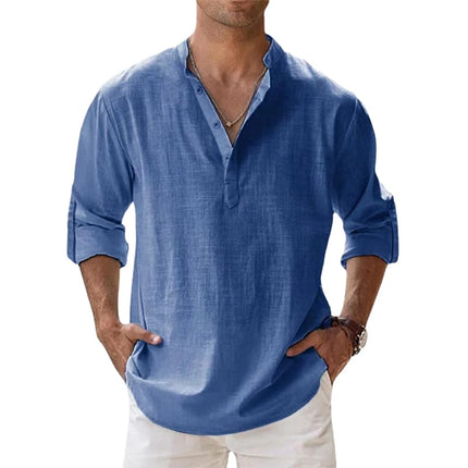 Animal Game Cotton Linen Shirts for Men Lightweight Henley by zapcart