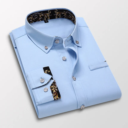Qj Cinga Men Cotton Dress Shirt Long Sleeve Casual Premium by zapcart