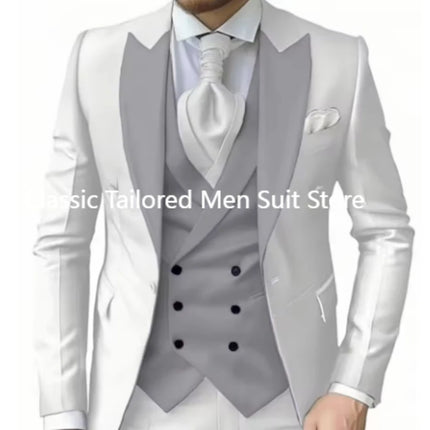 CN Jiangsu Mens 3 Piece Suit Purple Peak Lapel Luxury by zapcart