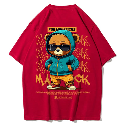 Teekossc Bear Pattern Cotton T Shirt Men Breathable by zapcart