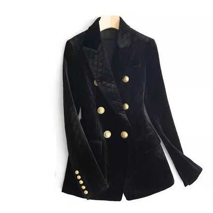 Blaze Velvet Cotton Coat Women Warm Double Row Metal Buttons by zapcart