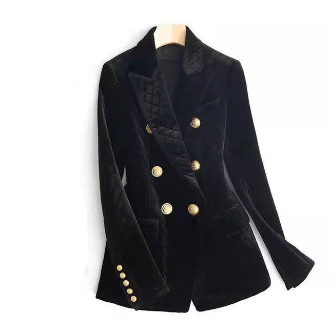 Blaze Velvet Cotton Coat Women Warm Double Row Metal Buttons by zapcart