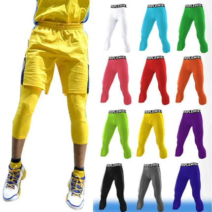 VINTOHOXNCN Men Capri Tights Quick Dry Running Leggings by zapcart