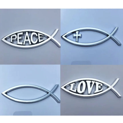 Jesus Fish Chrome Car Emblem WL115 Peace Faith 3D Badge by zapcart