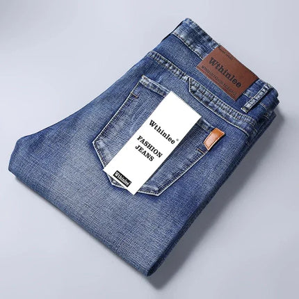 Men Blue Stretch Denim Jeans Straight Fit Classic CN by zapcart