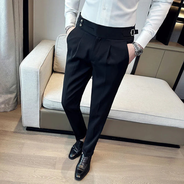 HUBEI Men Elastic Suit Pants Italian Style Slim Fit Formal by zapcart