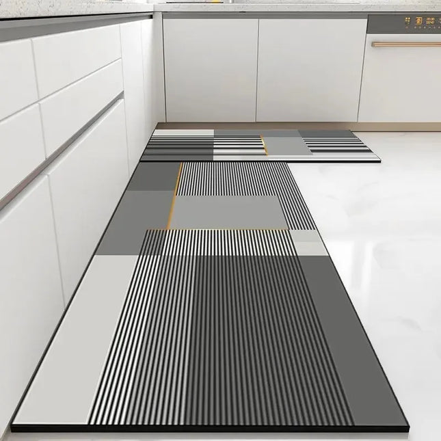 Pvc Kitchen Carpet Non-slip Oil-proof Rug Waterproof Leather Floor Mat Modern Long Strip Carpets Alfombra De Cocina 주방 미끄럼 방지 카펫 by zapcart