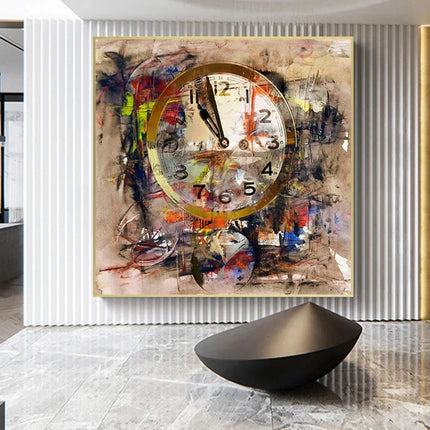 Retro Clock Art Canvas Urban Graffiti Wall Decor Living Room by zapcart