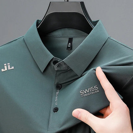 CN Zhejiang Mens Business Casual Polo Shirt Badge Breathable by zapcart