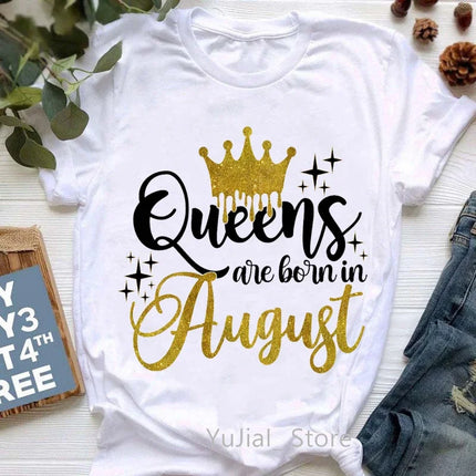 Queen Are Born In January To December Bold Graphic Tee Women by zapcart