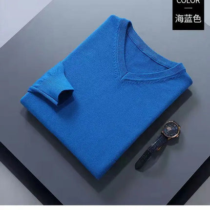 Choice Cashmere Cotton Blend Classic V Neck Men Pullover by zapcart