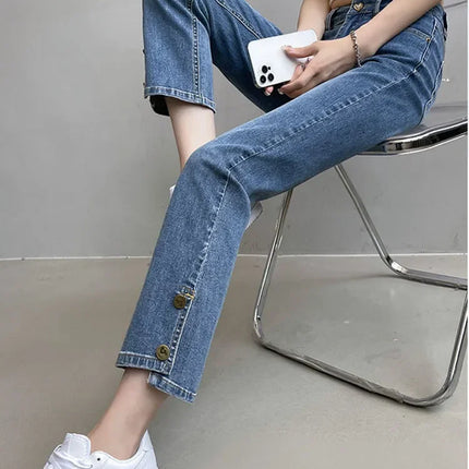 Chic Design High Waist Slim Straight Jeans Women Stretch by zapcart