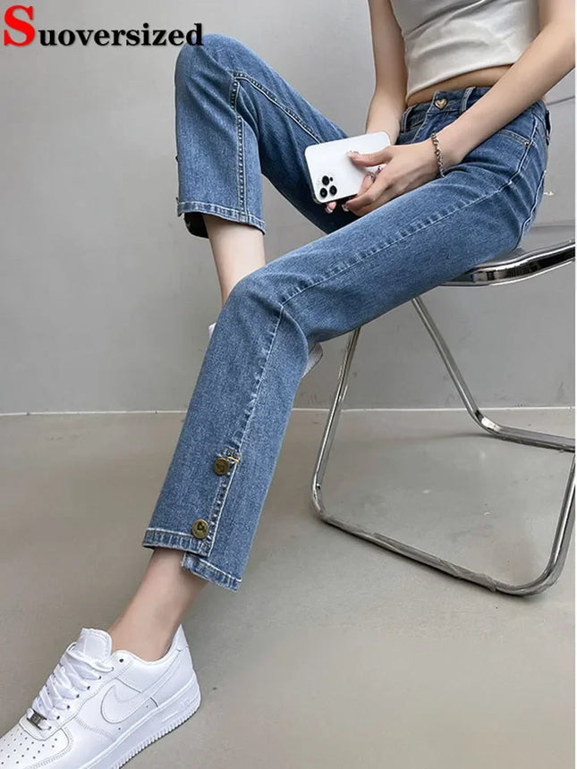 Chic Design High Waist Slim Straight Jeans Women Stretch by zapcart