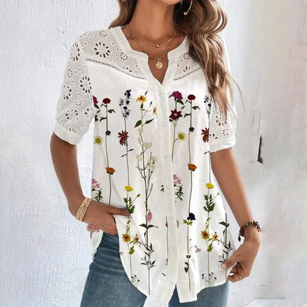 Temperament Casual Lace Shirt For Women Effortless Loose Fit by zapcart