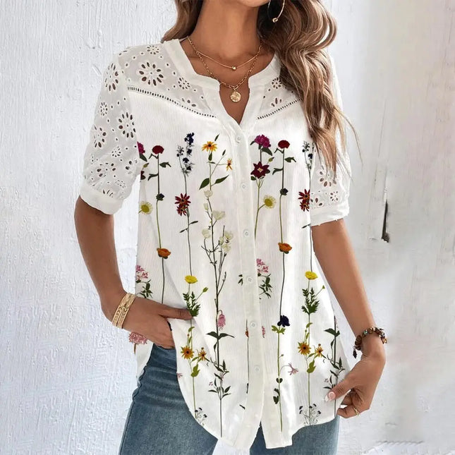 Temperament Casual Lace Shirt For Women Effortless Loose Fit by zapcart