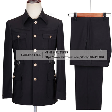CN Jiangsu Men Suits 2 Piece Slim Fit Blazer Pants Business by zapcart